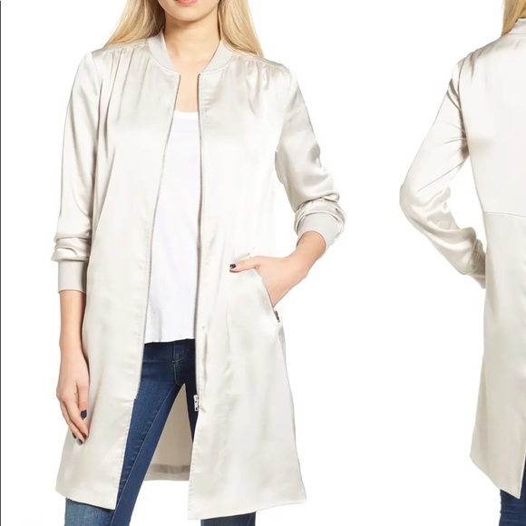 J.O.A. Satin Longline Bomber Jacket - Picture 7 of 16